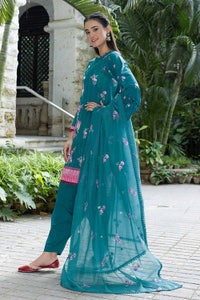 UAE -3PC Sequins Embroidered Lawn Unstitched Digital Printed Suit with Embroidered Net Dupatta CN-32006