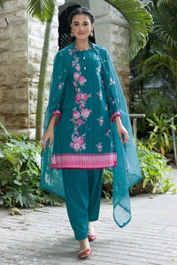 UAE -3PC Sequins Embroidered Lawn Unstitched Digital Printed Suit with Embroidered Net Dupatta CN-32006