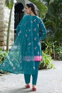 UAE -3PC Sequins Embroidered Lawn Unstitched Digital Printed Suit with Embroidered Net Dupatta CN-32006