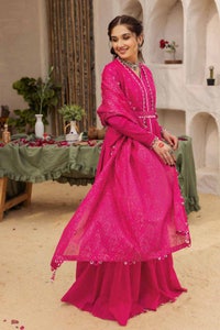 UAE -3PC Lawn Glitter Printed Unstitched Suit with Gota Lace CL-32414