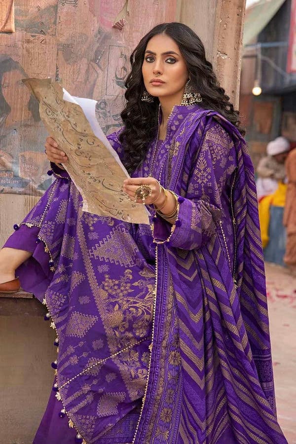 UAE -3PC Gold Lawn Printed Unstitched Suit CL-32536 A