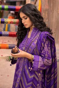 UAE -3PC Gold Lawn Printed Unstitched Suit CL-32536 A