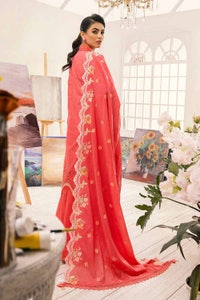 UAE -3PC Embroidered Lawn Unstitched Lacquer Printed Suit With Embroidered Denting Lawn Dupatta DN-32010