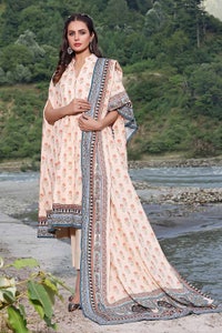 UAE -3PC Printed Karandi Unstitched Suit AY-32008