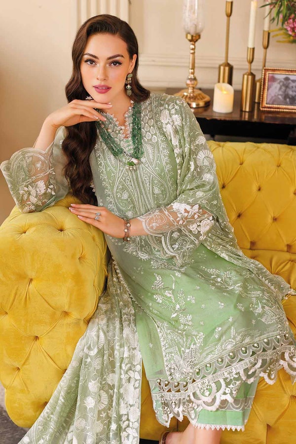 UAE -3PC Embriodered Chiffon Unstitched Suit LE-32008