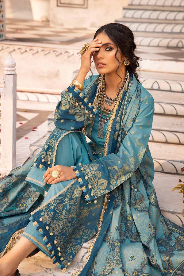 UAE -3PC Glitter Printed Lawn Unstitched Suit CL-32539 B