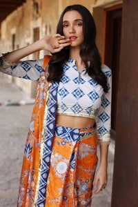 UAE -2PC Lawn Unstitched Saree Blouse SR-32003