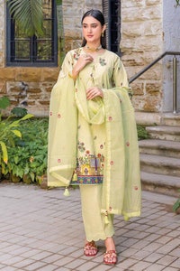 UAE -3PC Sequins Embroidered Lawn Unstitched Digital Printed Suit with Embroidered Net Dupatta CN-32008