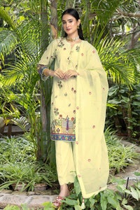 UAE -3PC Sequins Embroidered Lawn Unstitched Digital Printed Suit with Embroidered Net Dupatta CN-32008