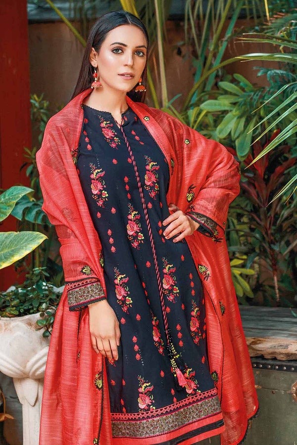 UAE -3PC Sequins Embroidered Lawn Unstitched Digital Printed Suit with Embroidered Net Dupatta CN-32011