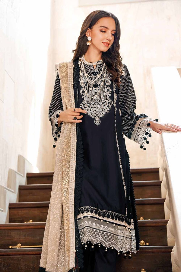 UAE -3PC Premium Embroidered Chiffon Dupatta Unstitched Suit PM-32020