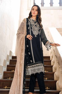 UAE -3PC Premium Embroidered Chiffon Dupatta Unstitched Suit PM-32020