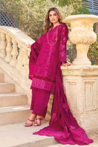 UAE -3PC Embroidered Cotton Net Unstitched Suit With Embroidered Cotton Net Dupatta CN-32001