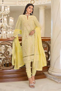 UAE -3PC Foil Embroidered Lawn Unsitched Suit With Foil Embroidered Paper Cotton Dupatta PM-32061