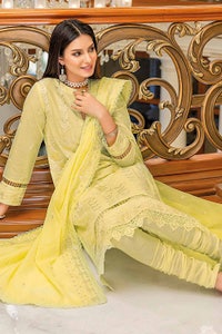 UAE -3PC Foil Embroidered Lawn Unsitched Suit With Foil Embroidered Paper Cotton Dupatta PM-32061