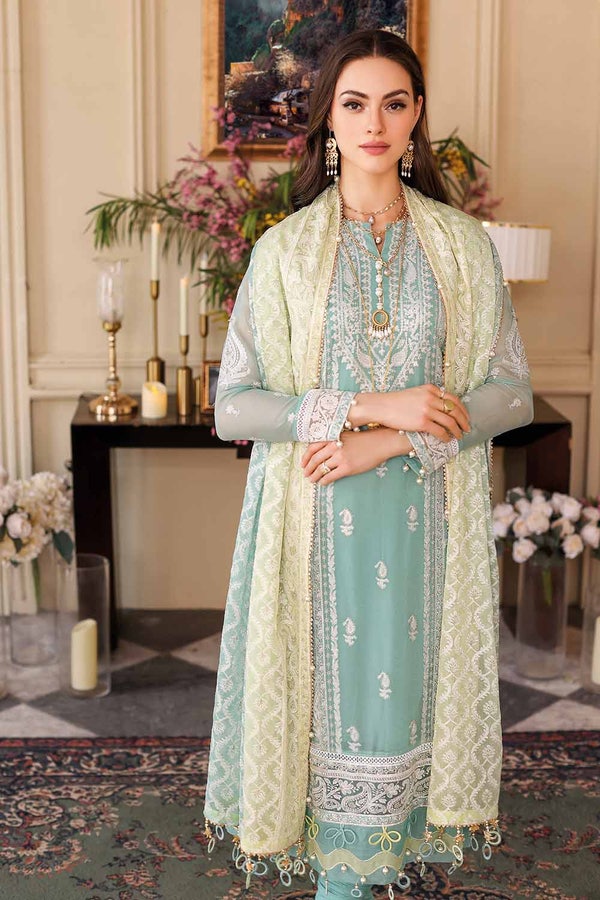 UAE -3PC Embriodered Chiffon Unstitched Suit LE-32004