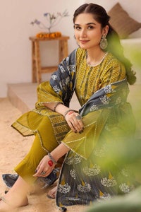 UAE -3PC silver Printed Lawn Unstitched Suit with Gota Lace CL-32419