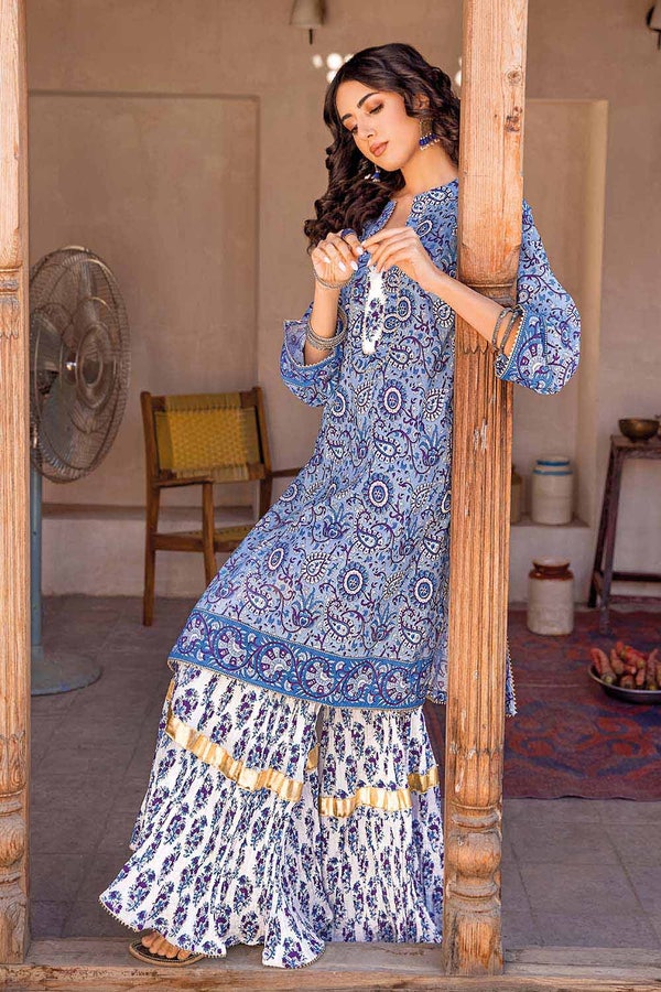 UAE -2PC Lawn Unstitched Printed Shirt Trousers Suit TL-32026 A