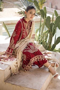 UAE -3PC Embroidered Pashmina Unstitched Suit with Embroidered Pashmina Shawl AP-32042