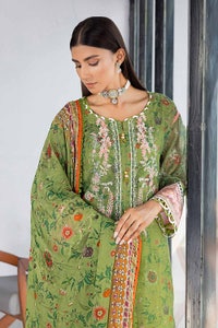 UAE -3PC Embroidered Digital Printed Cotton Net Unstitched Suit with Digital Printed Silk Dupatta with Lace SSM-32031