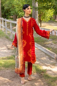 UAE -3PC Embroidered Silk Unstitched Suit with Digital Printed Silk Dupatta SSM-32035