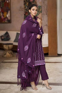 UAE -3PC Embroidered Pashmina Unstitched Suit with Embroidered Pashmina Shawl AP-32004