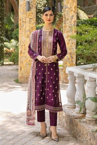 UAE -3PC Embroidered Cambric Unstitched Suit with Tissue Silk Dupatta SSM-32033