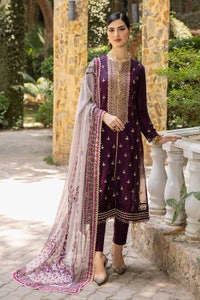 UAE -3PC Embroidered Cambric Unstitched Suit with Tissue Silk Dupatta SSM-32033
