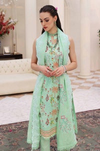 UAE -3PC Lawn Unstitched Digital Printed Suit With Embroidered Denting Lawn Dupatta DN-32051