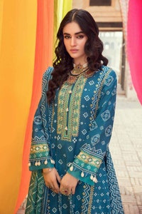 UAE -3PC Chunri Lawn Unstitched Gold Printed Suit CL-32093 A