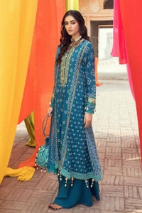 UAE -3PC Chunri Lawn Unstitched Gold Printed Suit CL-32093 A