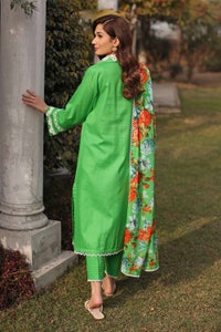 UAE -3PC Dobby Lawn Unstitched Suit With Laces and Denting Lawn Dupatta DN-32061