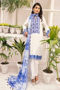 UAE -3PC Embroidered Lawn Unstitched Suit With Embroidered Denting Lawn Dupatta DN-32067