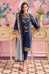 UAE -3PC Luxury Embroidered Lawn Suit With Khaddi Net Dupatta PM-22007