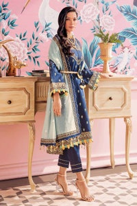 UAE -3PC Luxury Embroidered Lawn Suit With Khaddi Net Dupatta PM-22007