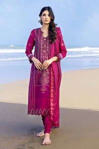 UAE -3PC Printed Cambric Unstitched Suit with Yarn Dyed Dupatta MJ-32054