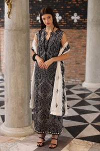 UAE -3PC Embroidered Lawn Unstitched Suit With Embroidered Denting Lawn Dupatta DN-32065
