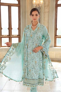 UAE -3PC Sequins Embroidered Lawn Unstitched Suit With Sequins Embroidered Chiffon Dupatta PM-32036