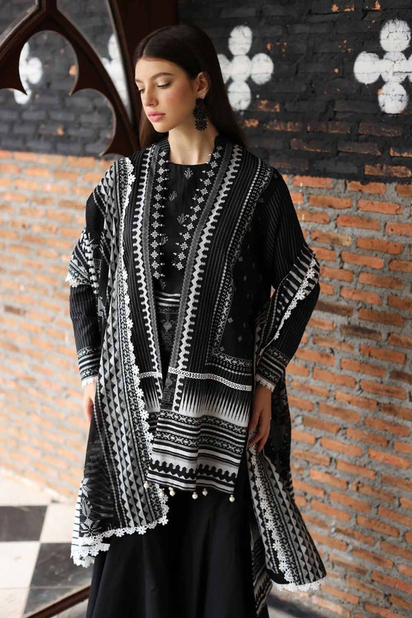 UAE -3PC Lawn Unstitched Suit With Denting Lawn Dupatta DN-32053