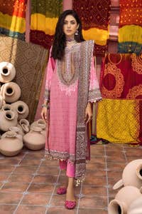 UAE -3PC Chunri Lawn Unstitched Lacquer Printed Suit CL-32054 A