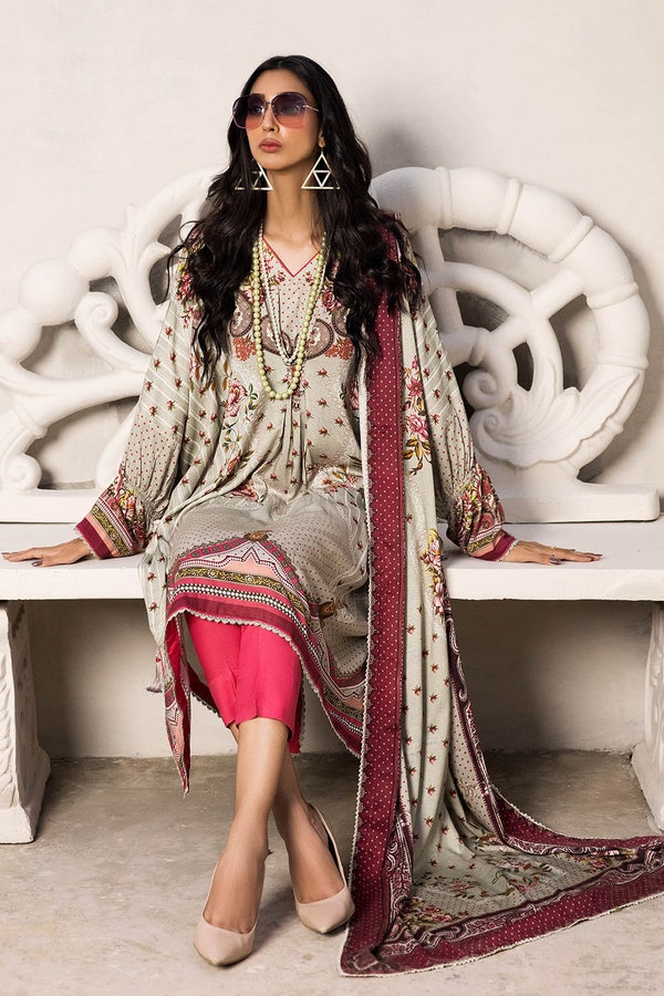UAE -3PC Linen Unstitched Digital Printed Suit CV-22003 B