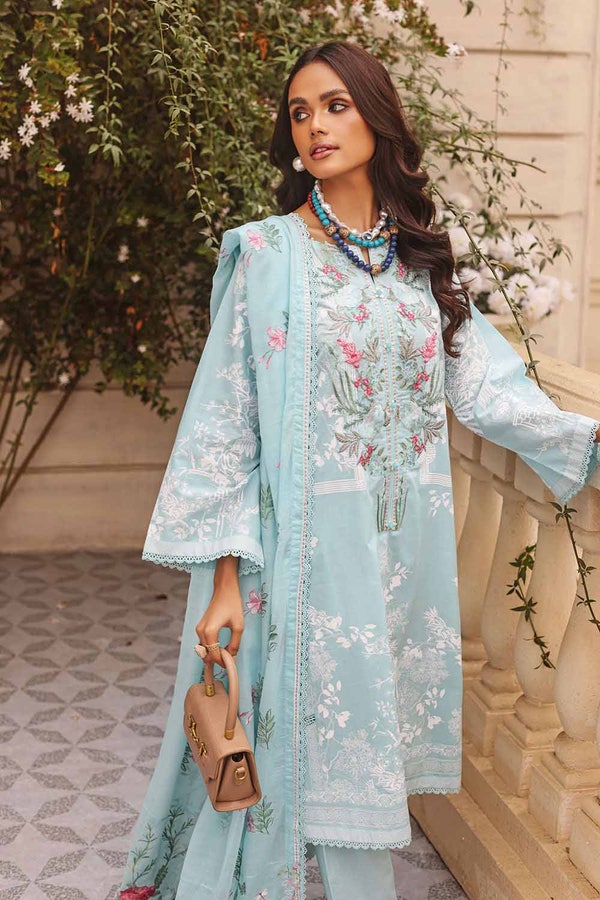 UAE -3PC Embroidered Lawn Unstitched Printed Suit With Embroidered Lawn Dupatta CL-32403