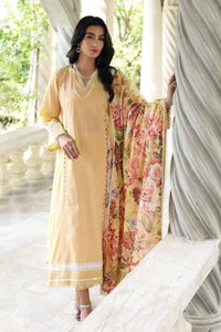 UAE -3PC Lawn Unstitched Digital Printed Crochet Lace Suit With Denting Dupatta DN-32054