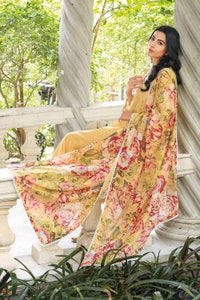 UAE -3PC Lawn Unstitched Digital Printed Crochet Lace Suit With Denting Dupatta DN-32054