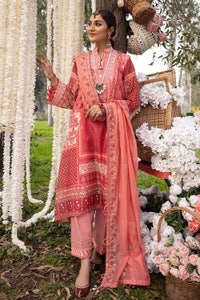 UAE -3PC Embroidered Jacquard Printed Unstitched Suit with Embroidered Stripe Dupatta FE-32023