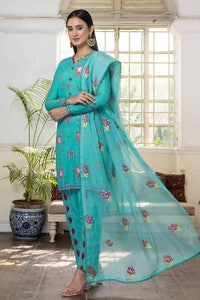 UAE -3PC Sequins Embroidered Lawn Unstitched Digital Printed Suit with Embroidered Net Dupatta CN-32010
