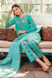 UAE -3PC Sequins Embroidered Lawn Unstitched Digital Printed Suit with Embroidered Net Dupatta CN-32010
