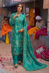 UAE -3PC Gold Lawn Printed Unstitched Suit CL-32536 B