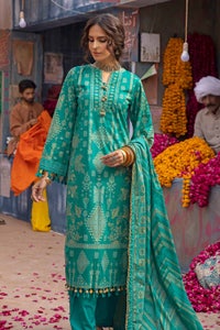 UAE -3PC Gold Lawn Printed Unstitched Suit CL-32536 B