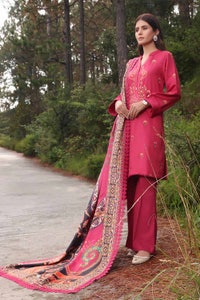 UAE -3PC Embroidered Acrylic Unstitched Suit with Digital Printed Acrylic Shawl AP-32010